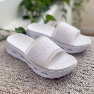 NEW‎ Hunter Geneva Slides SLIP ON White Women 8 Water Resistant Comfort Footbed